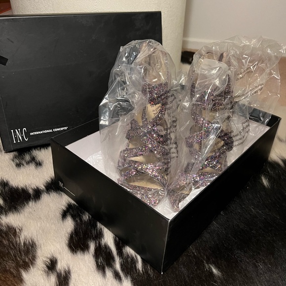 INC Multi Glitter Strappy High Heels - Picture 13 of 16